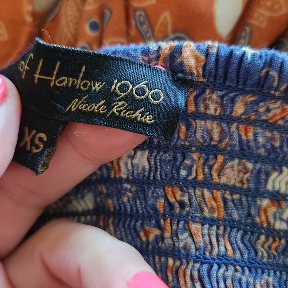 House of Harlow cinched waist/corset fitted floral/butterfly blouse XS - Picture 10 of 13